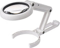 Bureaulamp met vergrootglas - 5x/11x opvouwbare loeplamp - Lens met een diameter van 75 mm - Met 8 ledlampjes - Dubbel verstelbaar - Tafellamp met loep voor lezen, hobby's, sieraden maken en werkbanken - Wit