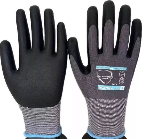12 Stuks PowerFlex Maat 11 Montagehandschoenen / Werk Handschoenen van Nitril, Nylon en Spandex