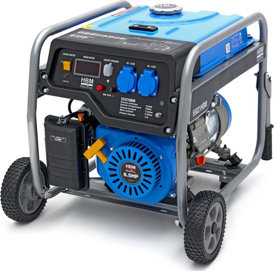Generator, Aggregaat 2,6Kw, 200cc OHV-Benzinemotor met Digitale Meter en Wielenset