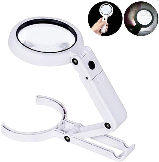 Loeplamp met LED Verlichting - Vergrootglas: 5X/11X - Bureaulamp - Tafel Loeplamp - Opvouwbare loeplamp - Diamond Painting Accesoire - Borduurlamp - Bureaulamp - 8LED - Lens met een diameter van 75 mm - Voor lezen, hobby's, sieraden maken en werkbank