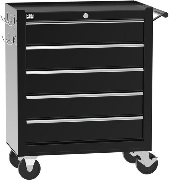 Gereedschapswagen 5 laden, 62 cm, zwart