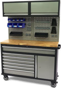 136 Cm. Professionele Verrijdbare Werkbank Met Kastenwand en Accessoires