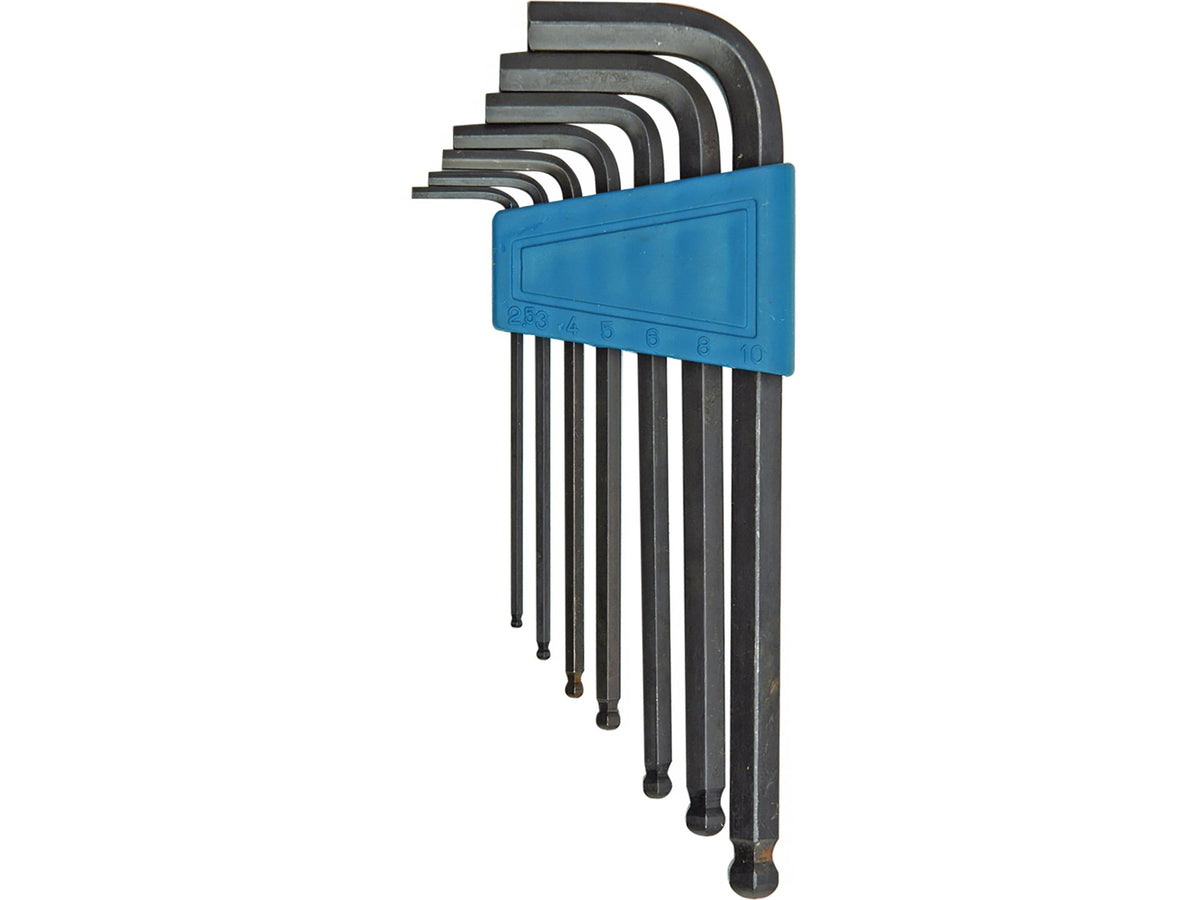 ZESKANTIGE SLEUTELS /HEX/ 2,5-10 MM, KOGELUITeinden, SET VAN 7 STUKS.