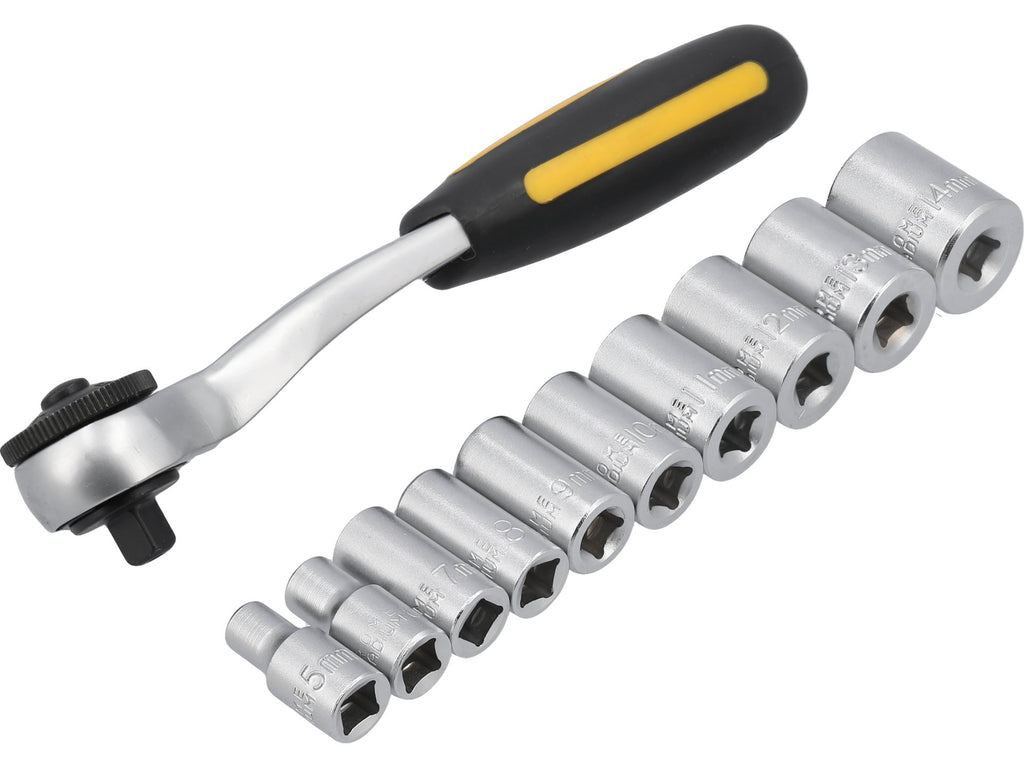 Ratel 1/4'' Met Doppen 5-14 Mm, Crv, Set Van 11 St.