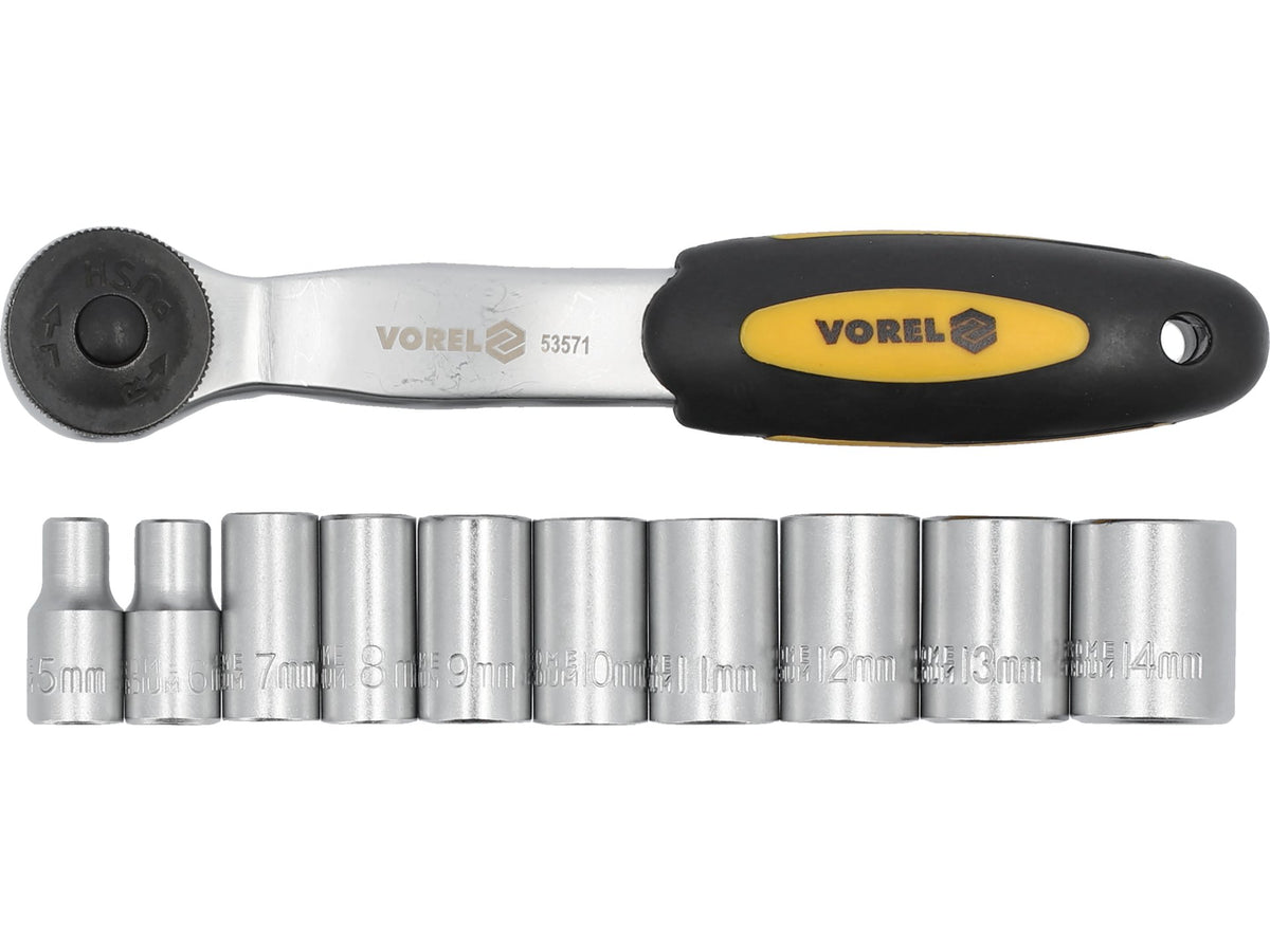 Ratel 1/4'' Met Doppen 5-14 Mm, Crv, Set Van 11 St.