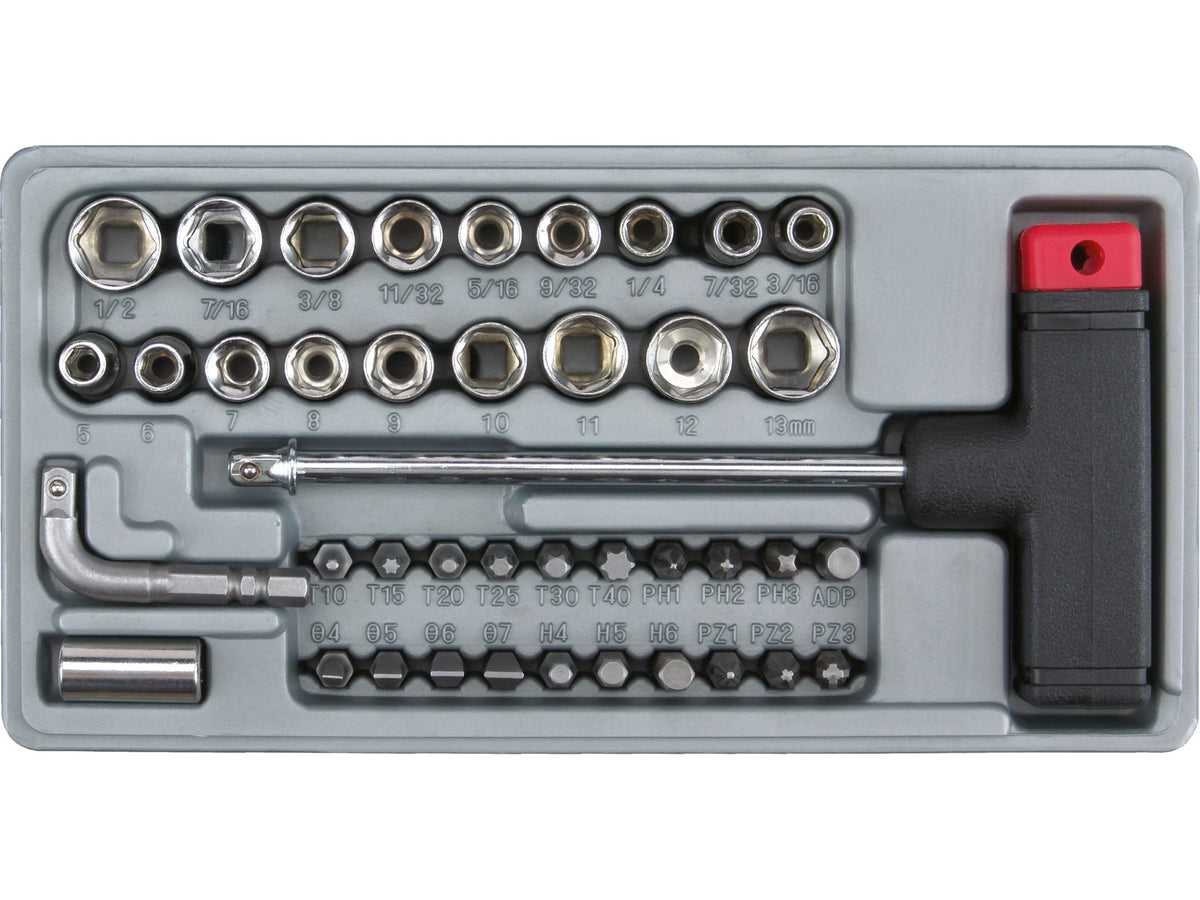 T-Type Schroevendraaier Met Vervangbare Tips En Doppen, Set Van 41 Stuks.