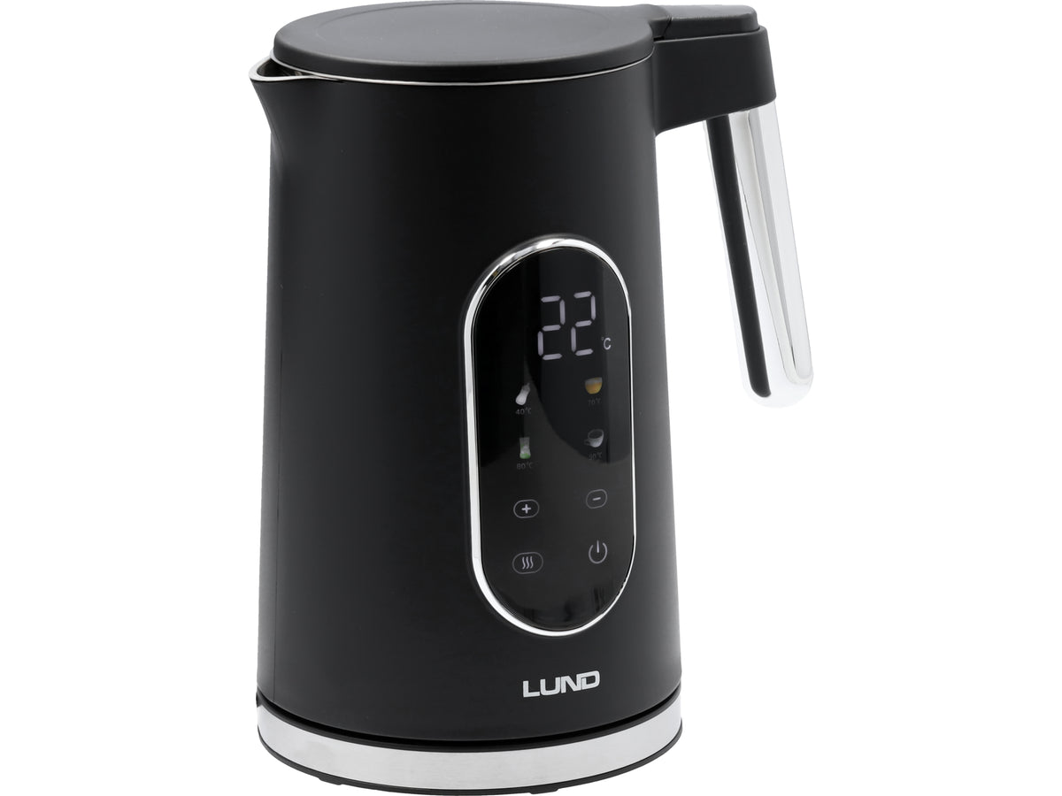 Elektrische waterkoker 1,7L, temperatuurregeling, zwart