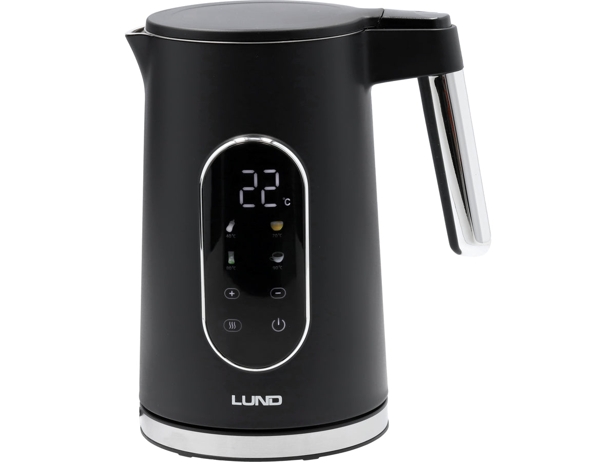 Elektrische waterkoker 1,7L, temperatuurregeling, zwart