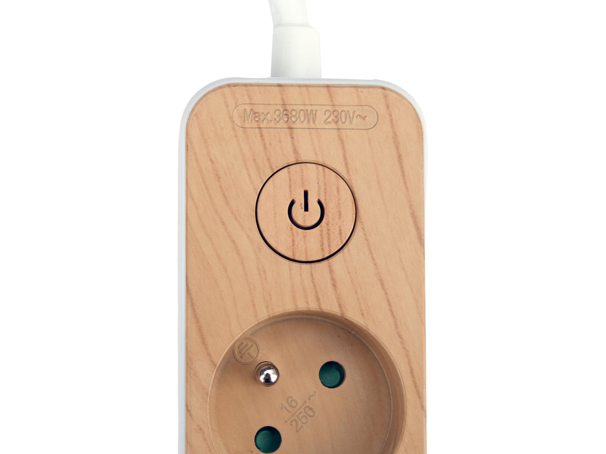 Power Strip USB Wood With Ground 3S 1.4M