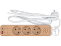 Power Strip USB Wood With Ground 3S 1.4M