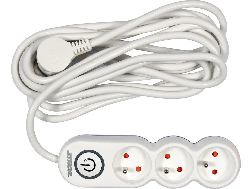 Verlengkabel Stekkerstrip 3 Sockets Met Aardingschakelaar 5M 1,5MM2