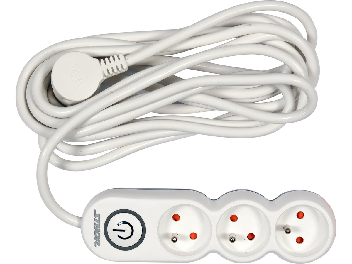 Verlengkabel Stekkerstrip 3 Sockets Met Aardingschakelaar 5M 1,5MM2