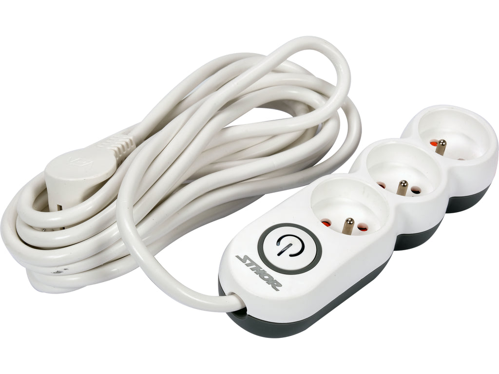 Verlengkabel Stekkerstrip 3 Sockets Met Aardingschakelaar 5M 1,5MM2