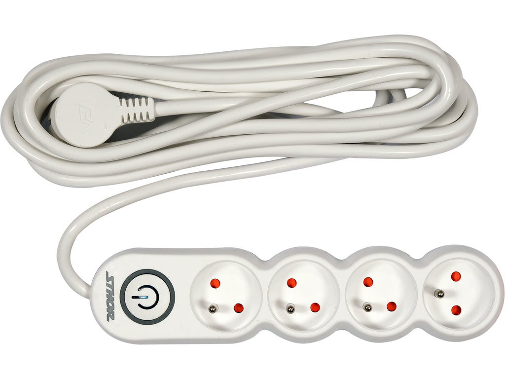 Verlengkabel Stekkerstrip 4 Sockets Met Aardingschakelaar 5M 1,5MM2