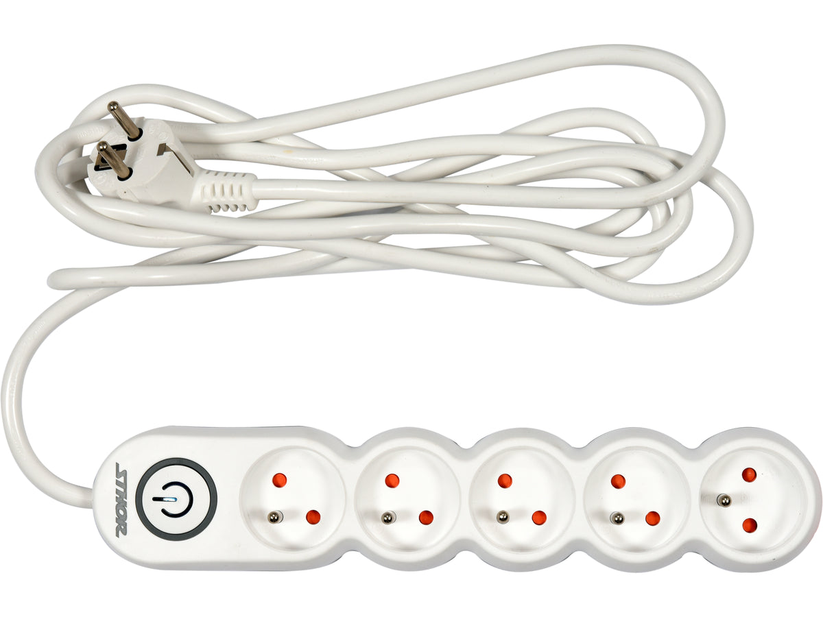 Verlengstekker 5 Sockets Met Aardingschakelaar 3M 1,5MM2