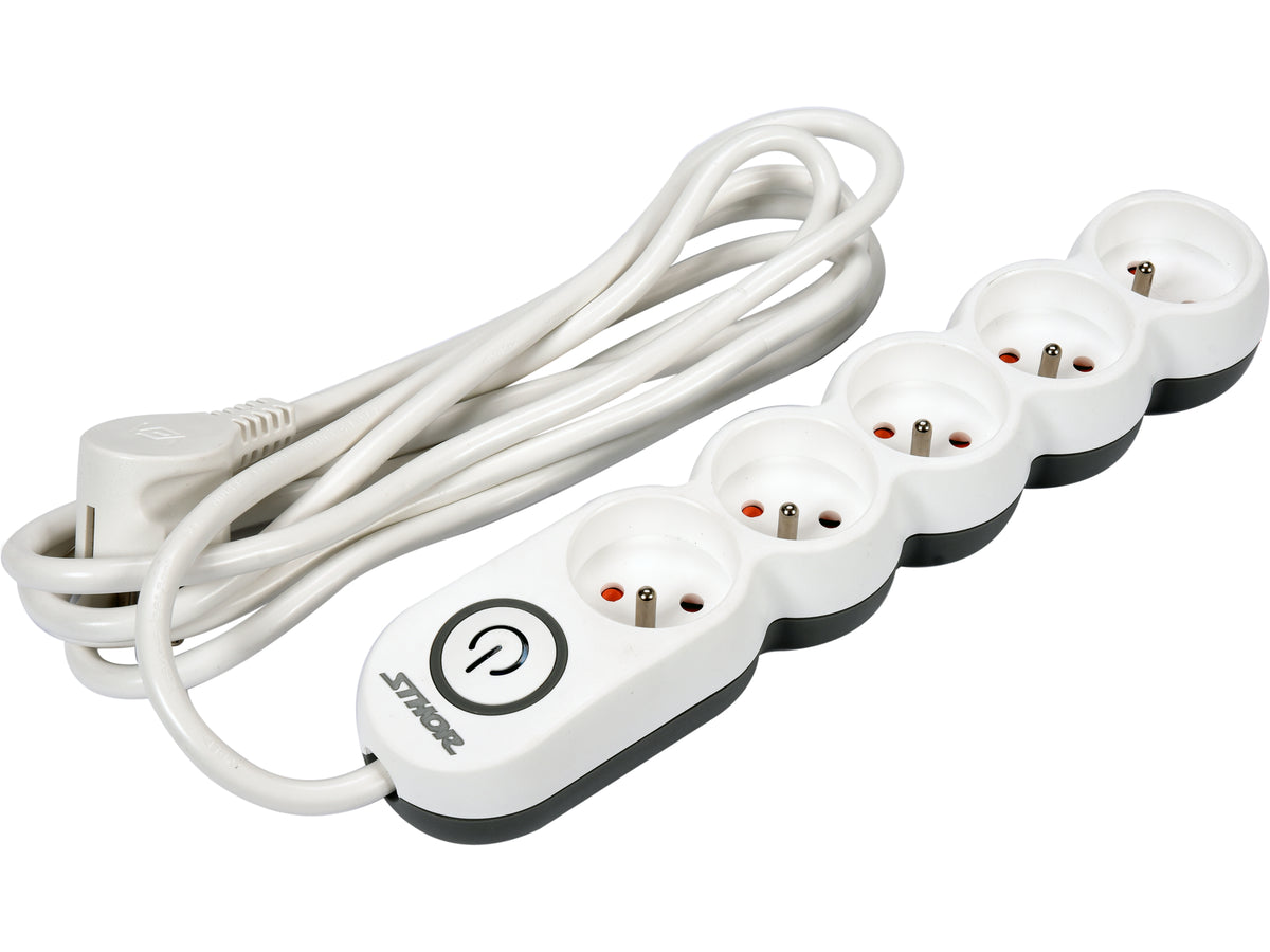 Verlengstekker 5 Sockets Met Aardingschakelaar 3M 1,5MM2