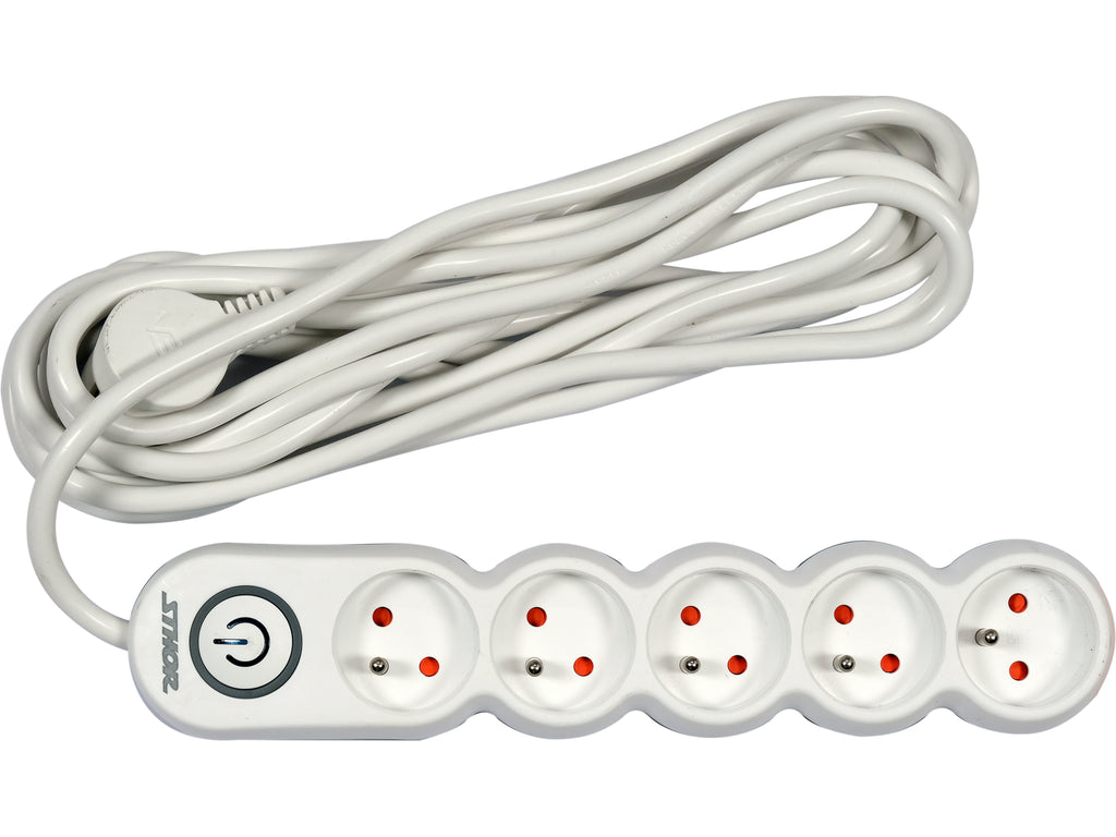 Verlengkabel Stekkerstrip 5 Sockets Met Aardingschakelaar 5M 1,5MM2