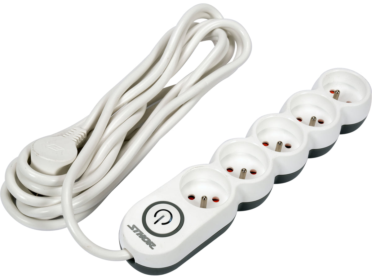 Verlengkabel Stekkerstrip 5 Sockets Met Aardingschakelaar 5M 1,5MM2