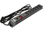 Verlengsnoer Stroomstrip Met Overspanning- En Overbelastingsbeveiliging 6 Stopcontact Met Aardingschakelaar 3M 1,5MM2