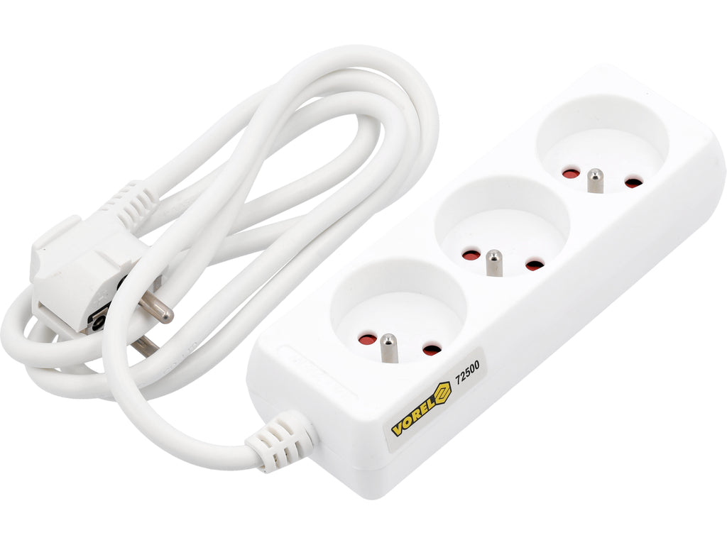 Elektrische Verlengkabel, Wit, 3 Stopcontact Met Aarding, 1,5M