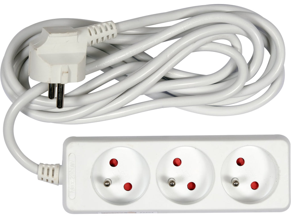 Elektrische Verlengkabel, Wit, 3 Stopcontact Met Aarding, 3M