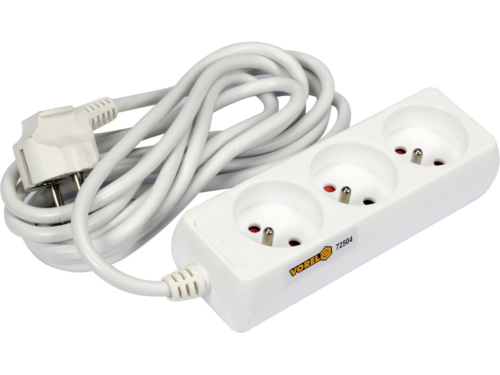Elektrische Verlengkabel, Wit, 3 Stopcontact Met Aarding, 3M
