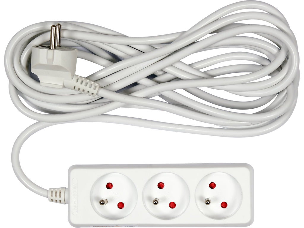 Elektrische Verlengkabel, Wit, 3 Stopcontact Met Aarding, 5M