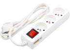 Elektrisch Verlengsnoer, Wit, 3 Stopcontact Met Aarding, 1,5M Met Schakelaar.
