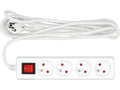 Elektrisch Verlengsnoer, Wit, 4 Stopcontact Met Aarding, 3M Met Schakelaar