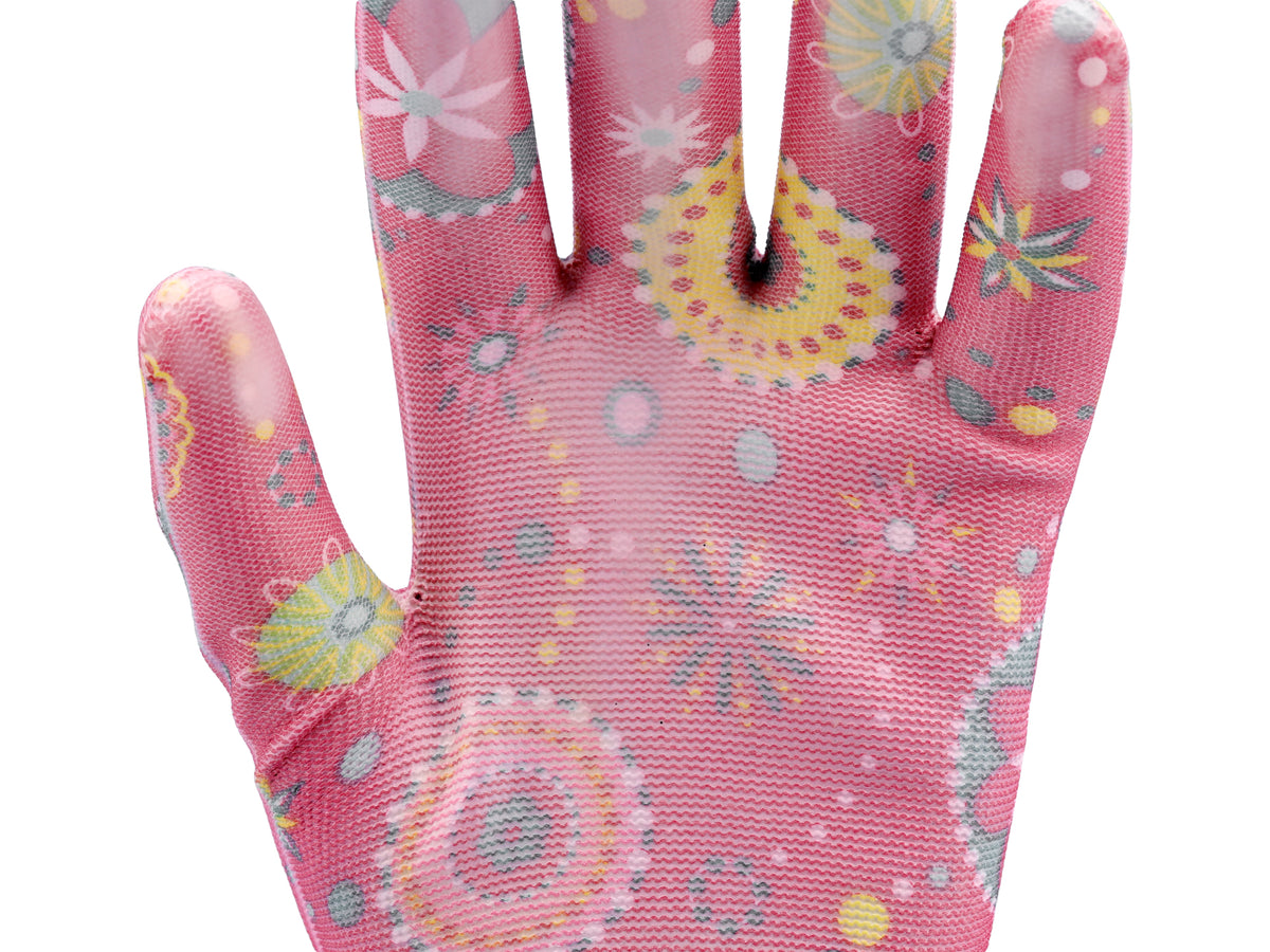 Tuinhandschoenen - Bloemen - Donkerroze