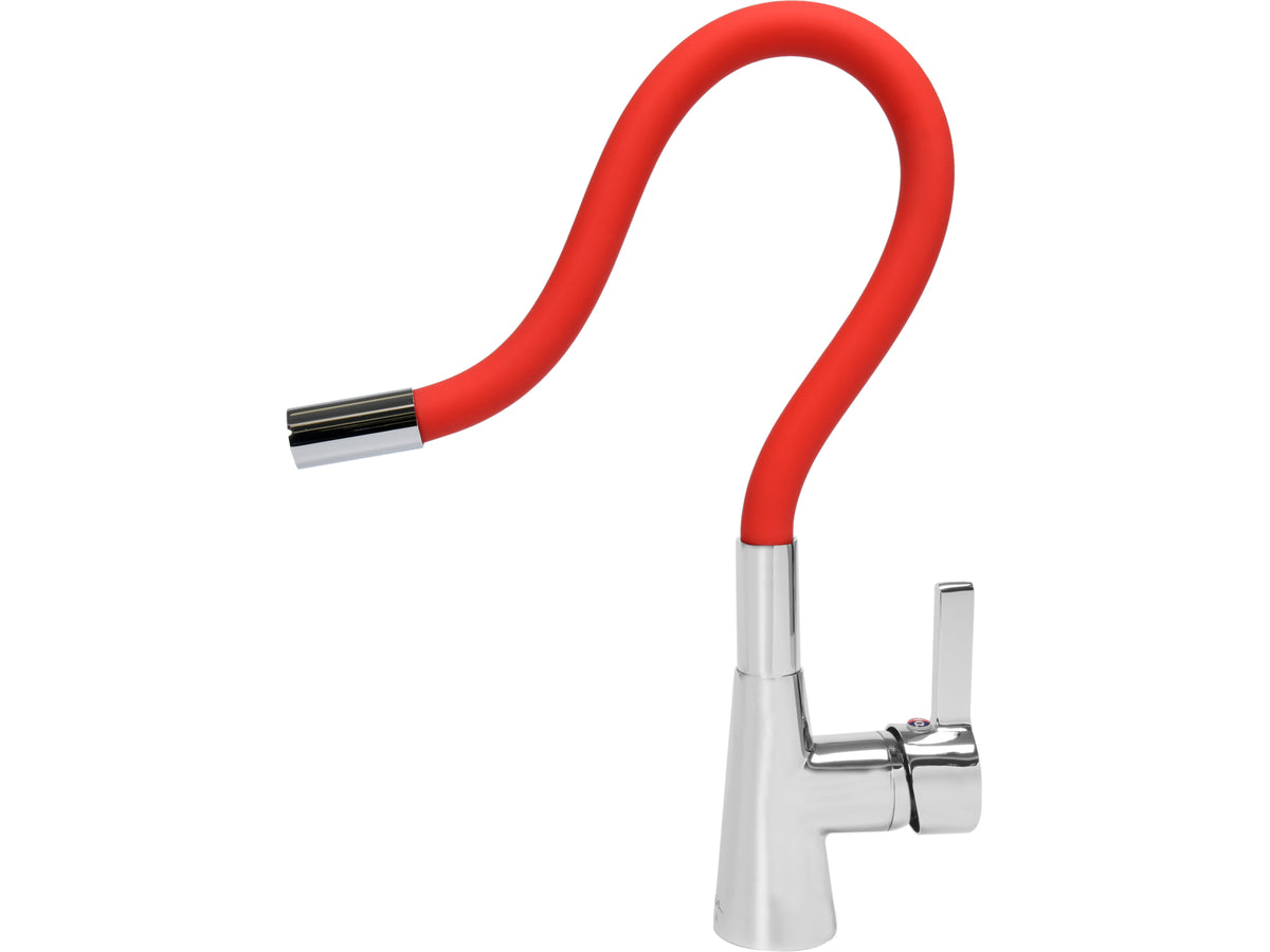 Spoelbakkraan met flexibele uitloop - 'FLEXIBLE' ROOD