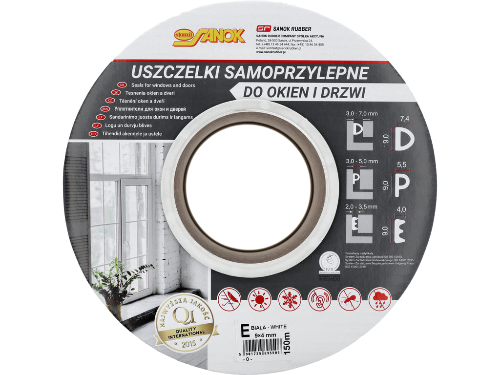 Pakking Voor Ramen En Deuren, Epdm, Type E, Wit, 150M