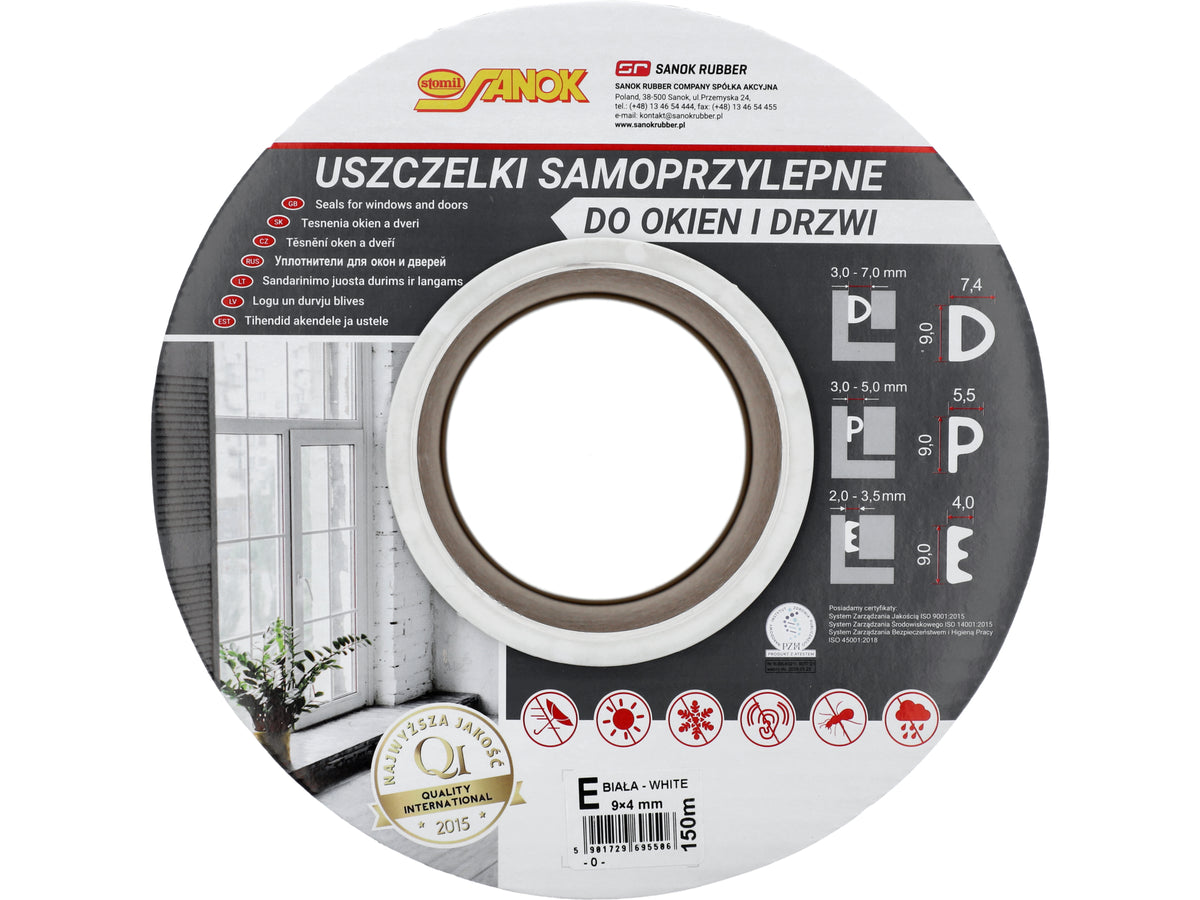 Pakking Voor Ramen En Deuren, Epdm, Type E, Wit, 150M
