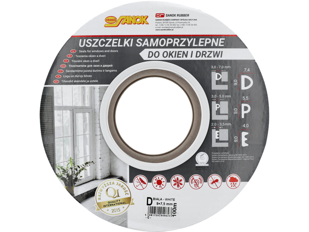 Pakking Voor Ramen En Deuren, Epdm, Type D, Wit, 100M
