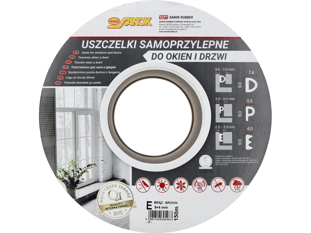Pakking Voor Ramen En Deuren, Epdm, Type E, Bruin, 150M