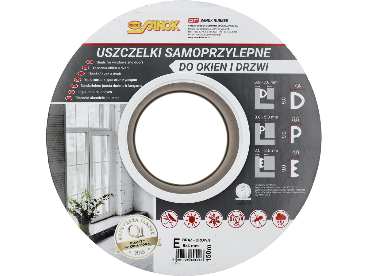 Pakking Voor Ramen En Deuren, Epdm, Type E, Bruin, 150M