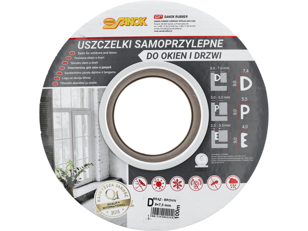 Pakking Voor Ramen En Deuren, Epdm, Type D, Bruin, 100M