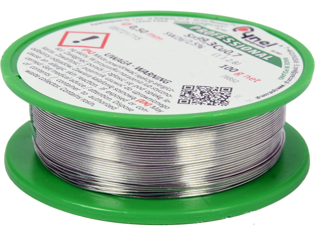 Bindmiddel, Loodvrij Soldeerdraad Met Vloeistof Op Spoel 0,5MM, 100G, Sn99,3cu0.7