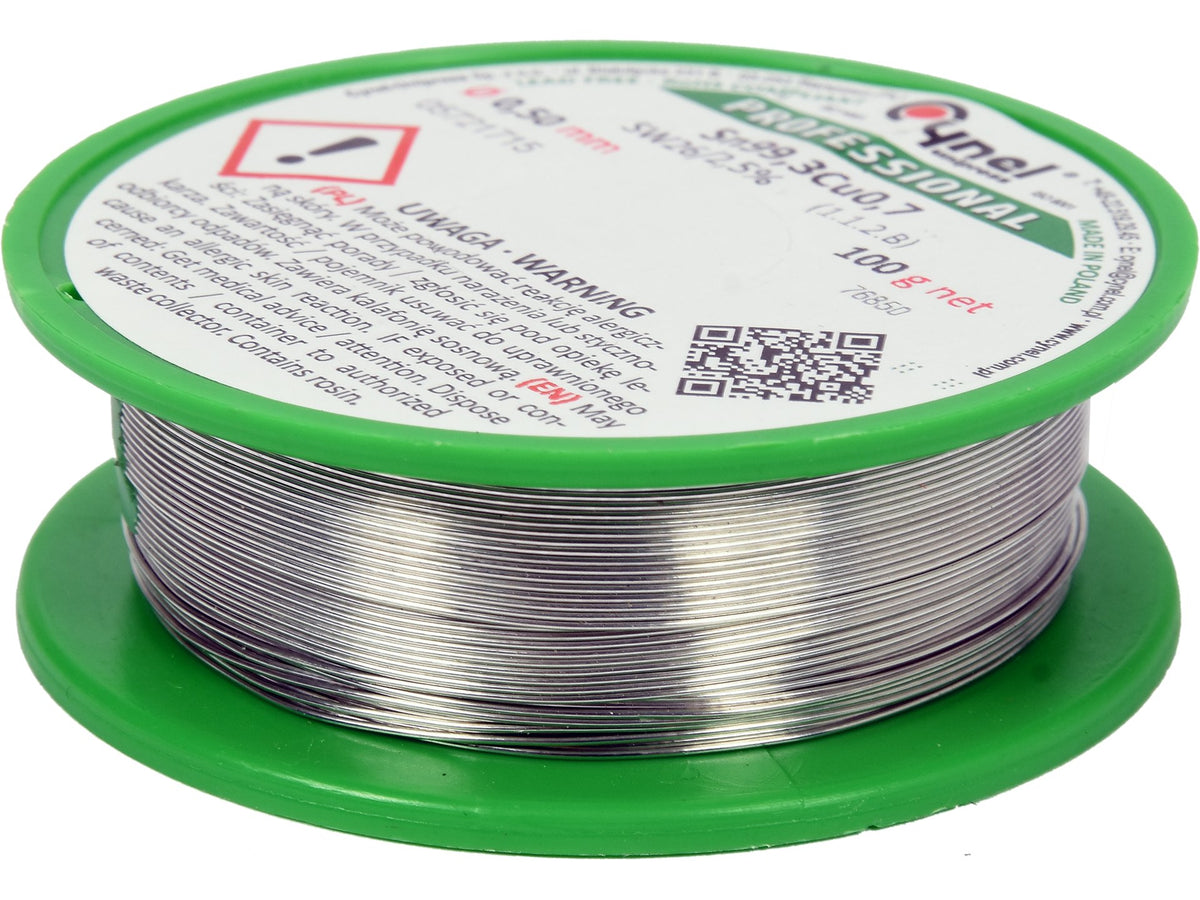 Bindmiddel, Loodvrij Soldeerdraad Met Vloeistof Op Spoel 0,5MM, 100G, Sn99,3cu0.7