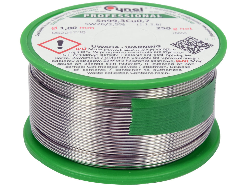 Bindmiddel, Loodvrij Soldeerdraad Met Vloeistof Op Een Spoel 1.0MM, 250G, Sn99,3cu0.7