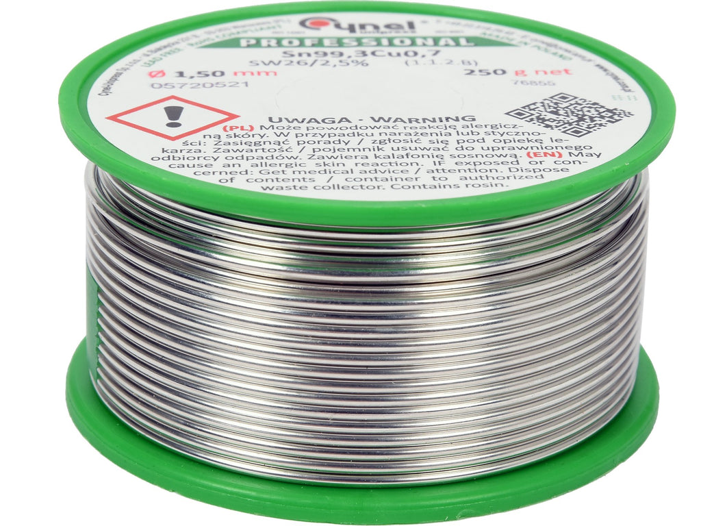 Bindmiddel, Loodvrij Soldeerdraad Met Vloeistof Op Spoel 1.5MM, 250G, Sn99,3cu0.7