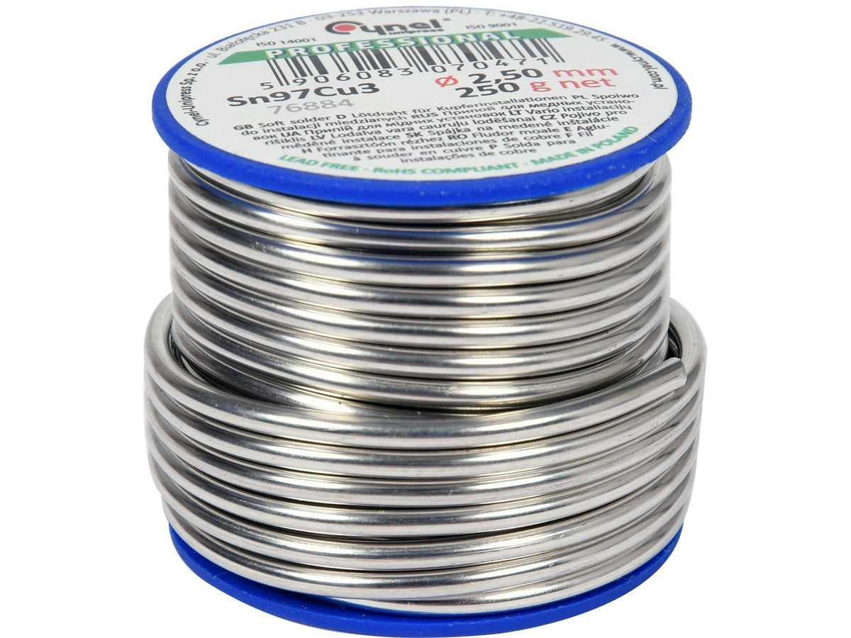 Bindmiddel, Soldeerdraad Voor Koperinstallaties Op Een Spoel 2.5MM, 250G, Sn97cu3