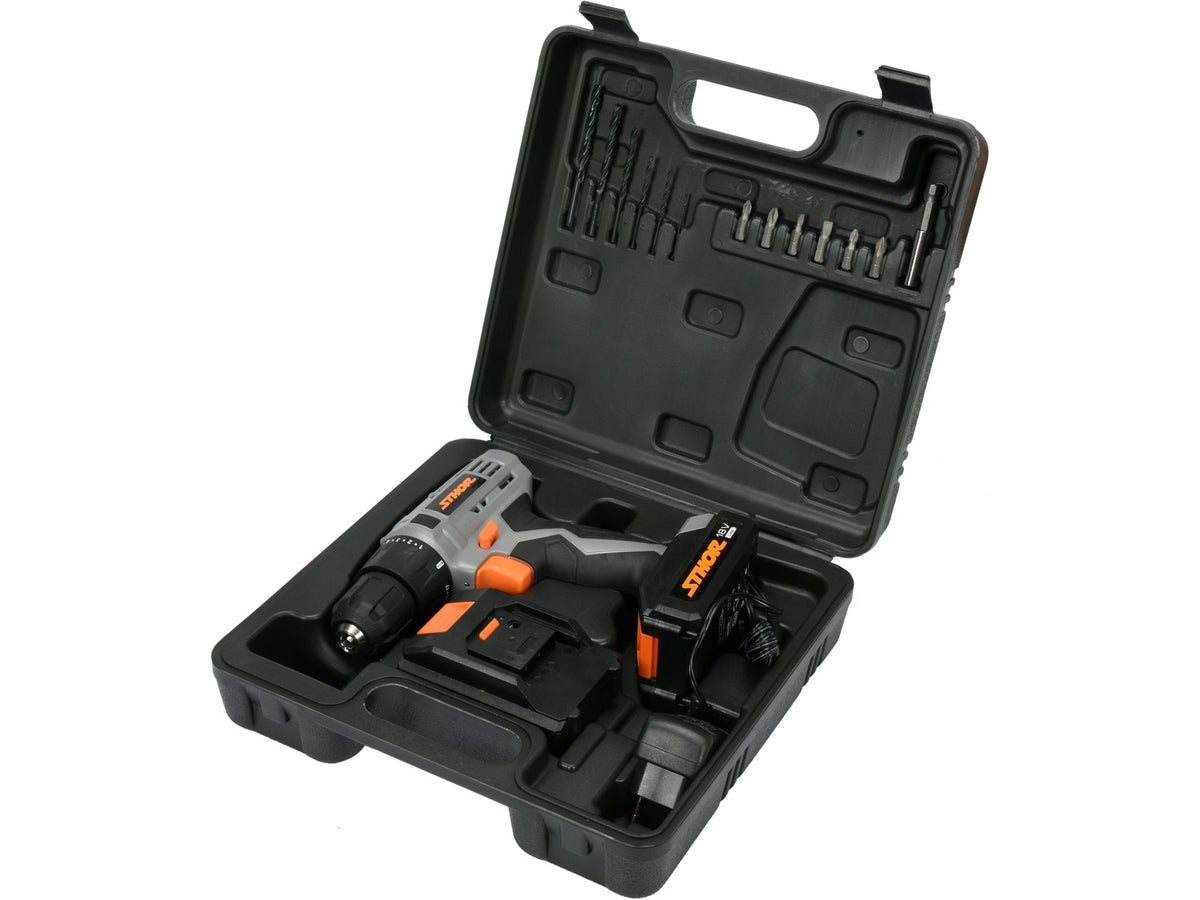 SCHROEVENDRAAIER 18V + 2 X BATTERIJ; 3-5 UUR OPLADER; BATTERIJCAPACITEIT 1,3 Ah X 2 STUKS