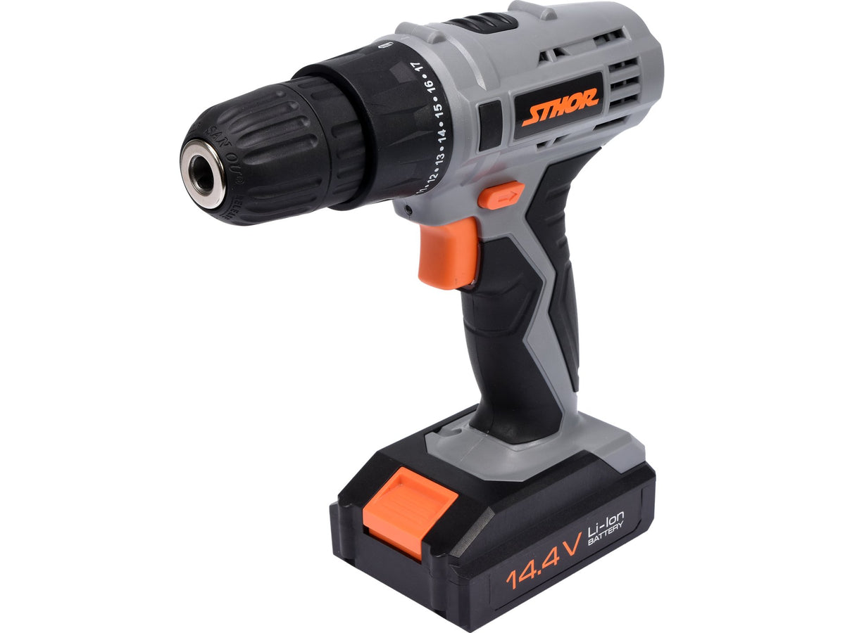 BOOR EN SCHROEVENDRAAIER 14,4V 1 VERSNELLING, 0-650 RPM; 1 X LI-ION BATTERIJ 1,3 Ah; 3U-LADER