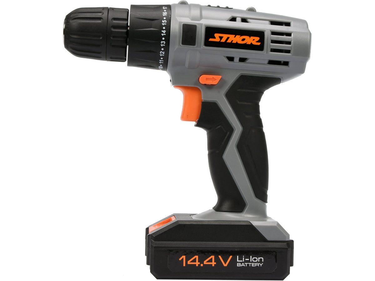 BOOR EN SCHROEVENDRAAIER 14,4V 1 VERSNELLING, 0-650 RPM; 1 X LI-ION BATTERIJ 1,3 Ah; 3U-LADER