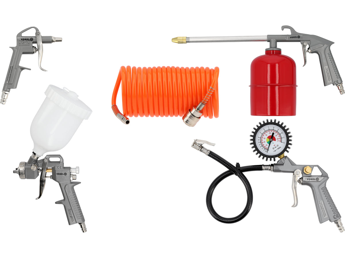 Verfset, Pistool Met Boventank, 5 Stuks.