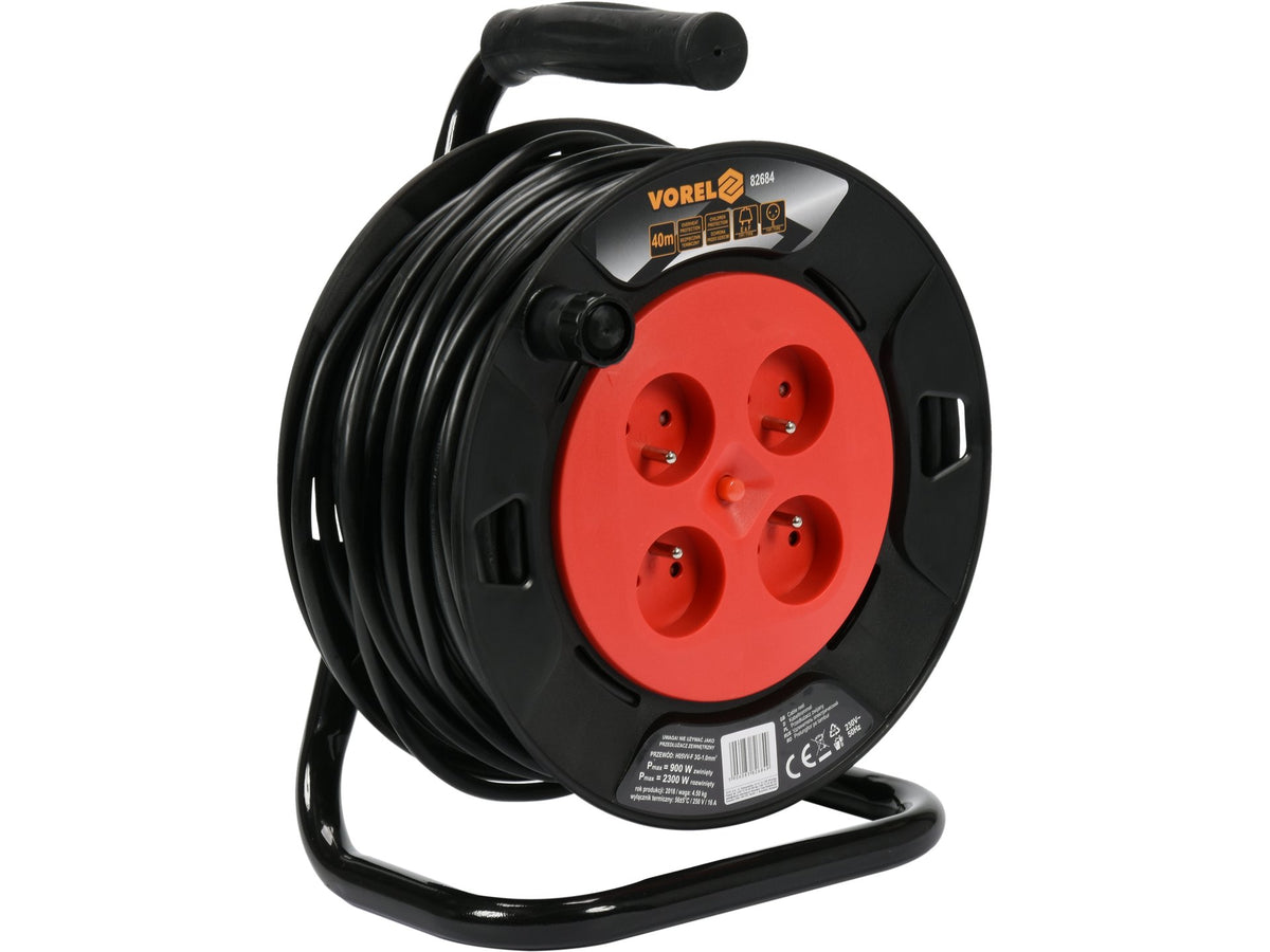 Trommelverlengkabel, 4 Sockets, 3X1,5MM2, 50M