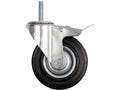 Stuurwiel 100MM Met Zwart Rubber, Rem En Schroefstang, Met Lagers