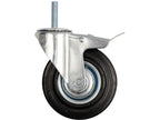 Stuurwiel 100MM Met Zwart Rubber, Rem En Schroefstang, Met Lagers