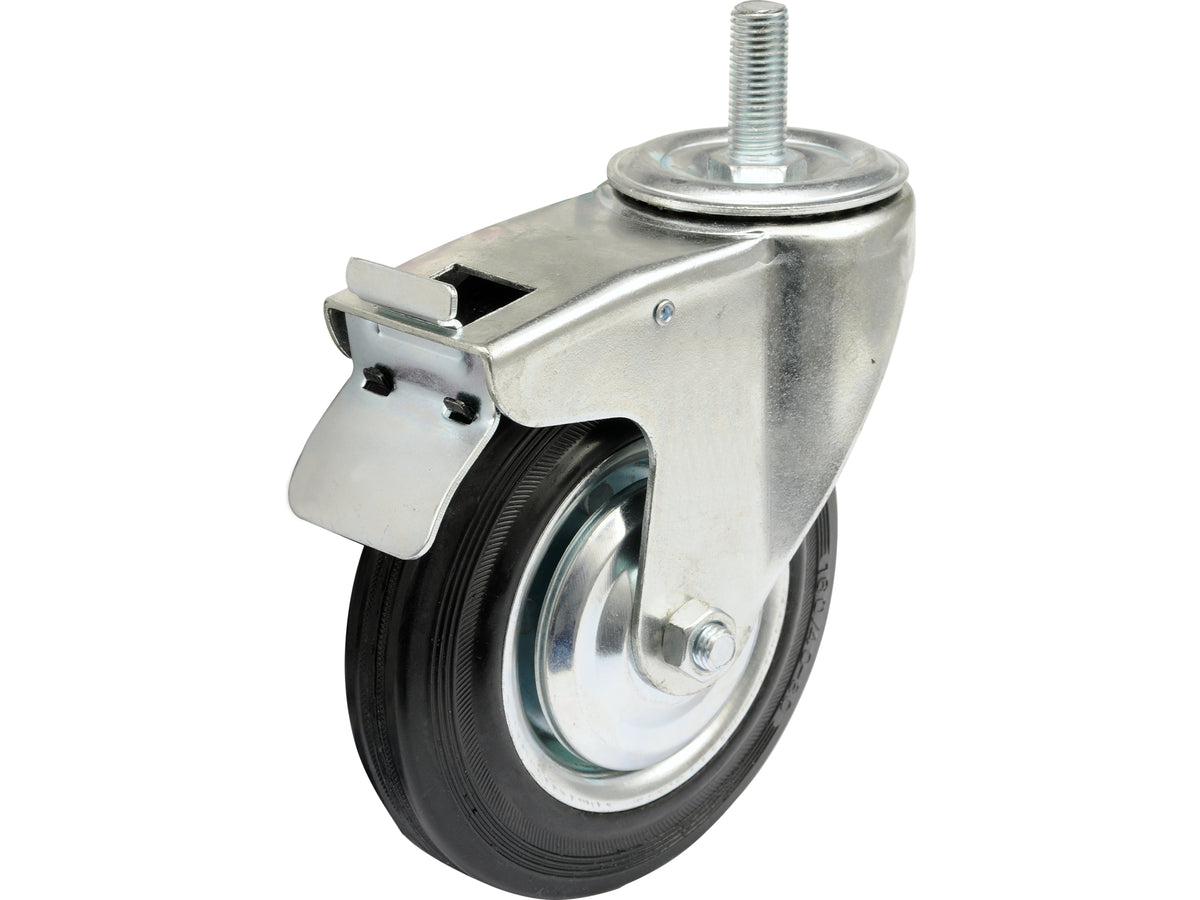 Stuurwiel 160MM Met Zwart Rubber, Rem En Schroefstang, Met Lagers